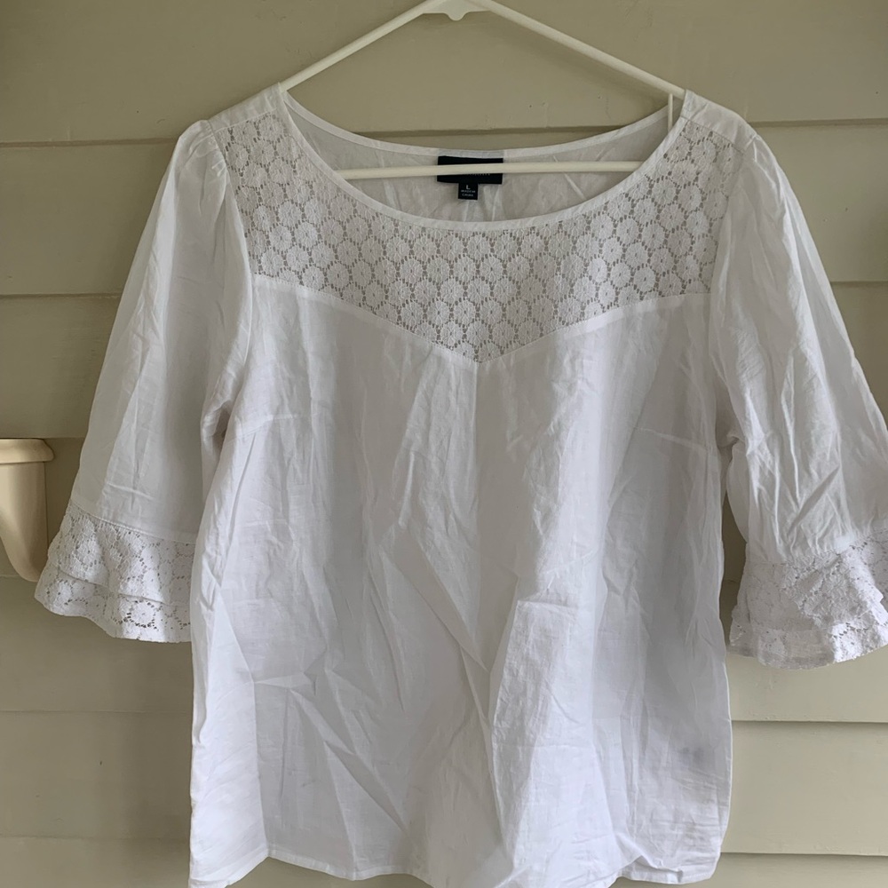 ModCloth It’s The Lace I Could Do Cotton Top White Size Large
